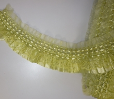 Stretch Lace with Satin 7.2cm (25 yard), Moss-green 202